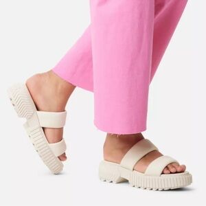 NEW SOREL women's ona streetworks slide‎ sandals in chalk Sz 8.5